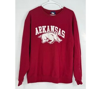 Vintage 90's Razorbacks Sweatshirt L Arkansas Hogs Red Collegiate Graphic